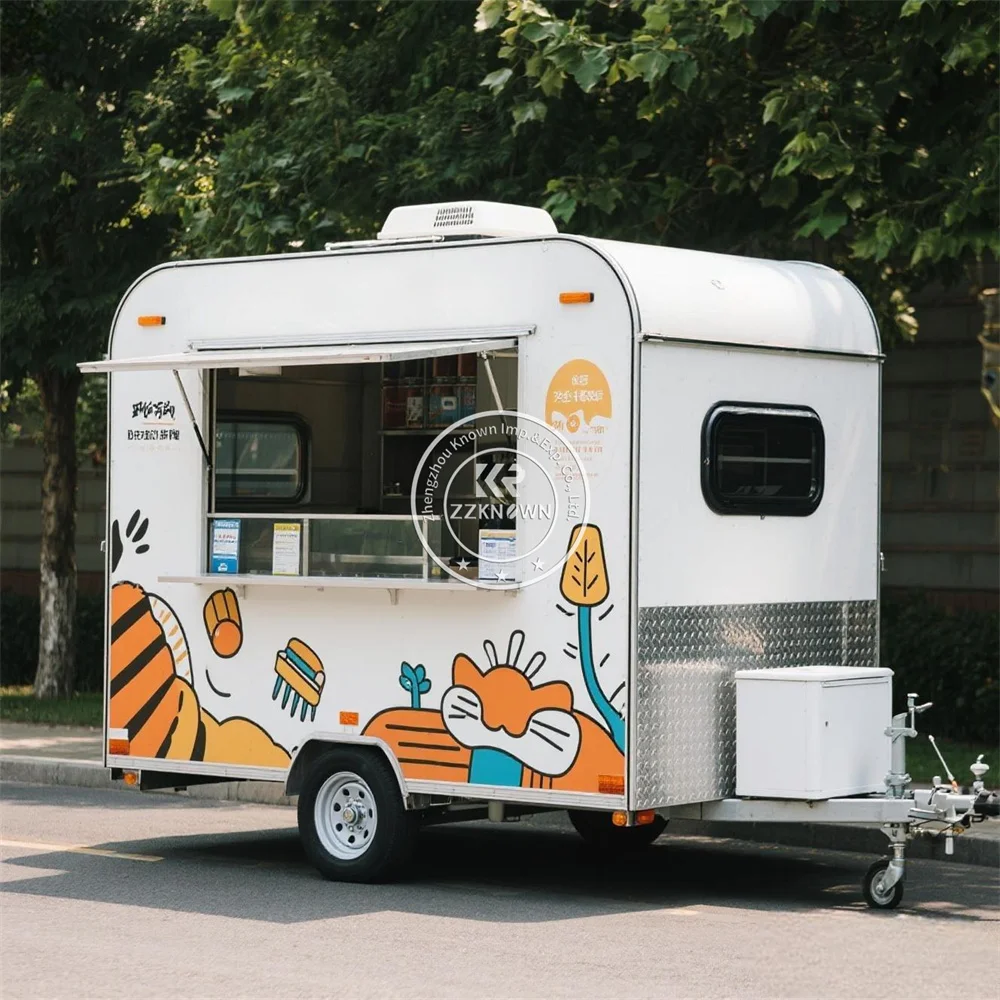 

Snack Food Trailer Hamburger Mobile Beverage Catering Trailer With Stainless Steel Kitchen Truck for Sale
