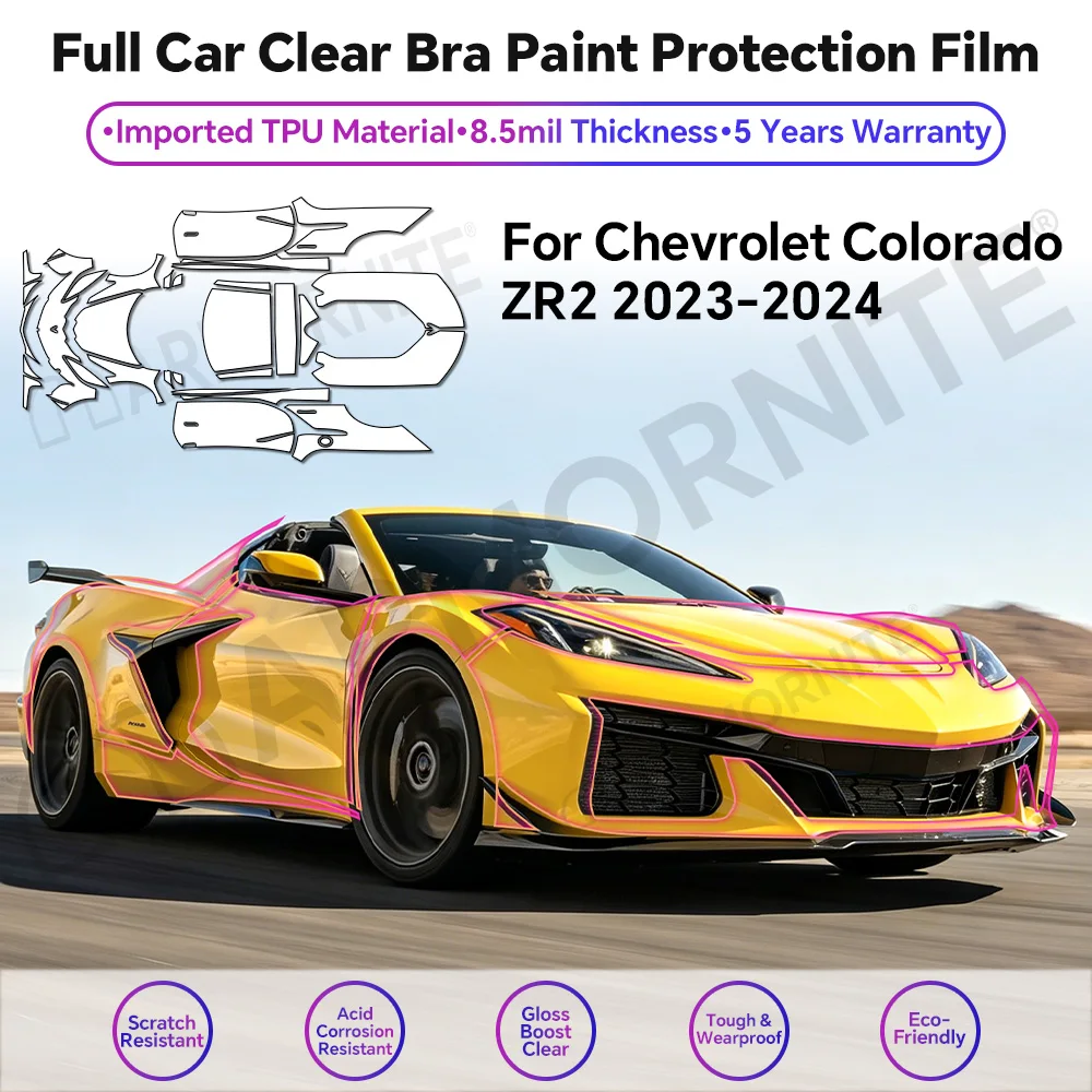 

For Corvette C8 Coupe Z06 2023 Precut TPU Paint Protective Film 8.5mil Clear PPF Scratch-Resistant Hydrophobic Film PPF Car