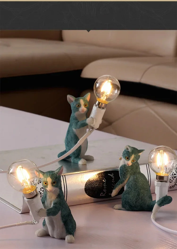 Animals Table Lamps Nordic Children's Bedroom Resin Cat Table Light Desk Lamp Luminaire home Decor night light Lighting