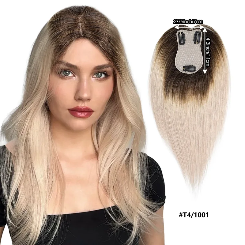 

Топпер из натуральных волос на заколке для женщин, тонкий топ | Интеграционный парик с невидимым увеличением объема для повседневного ношения