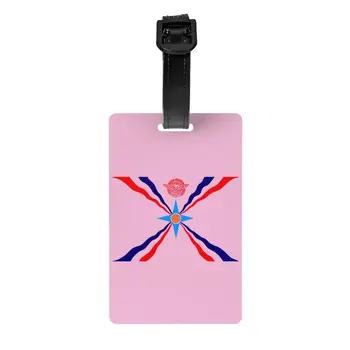 Etiqueta de equipaje con bandera Asiria personalizada, etiqueta de identificación para maleta de viaje, Aramean, orgulloso, cubierta de privacidad
