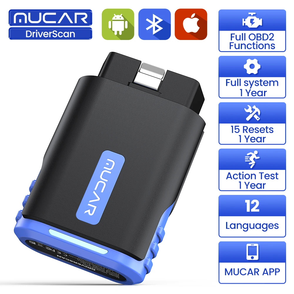 MUCAR DriverScan OBD2 Scanner Full System Auto Diagnosis Bidirectional Test 15 Reset Maintenance Automotive Code Reader