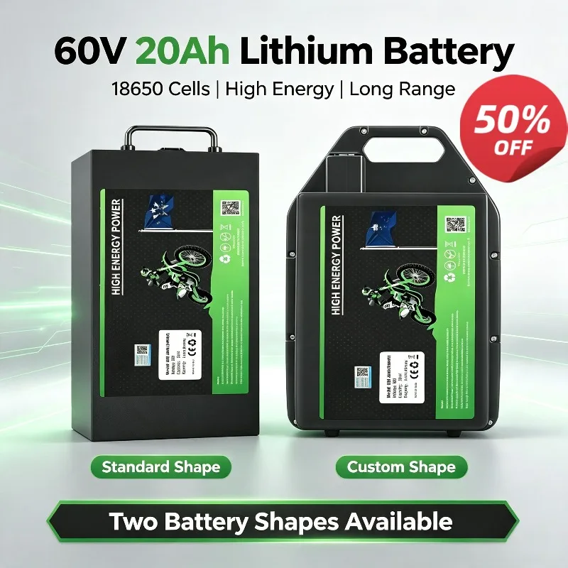 For Dirt Bike Citycoco 60V 20Ah Rechargeable Lithium Ion Battery Replacement Power Pack 3000W Output Power