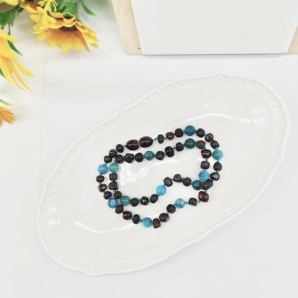 HAOHUPO Colorful Handmade Beaded Choker Necklace for Women Natural Apatite Cherry Amber Genuine Jewelry High End Gifts