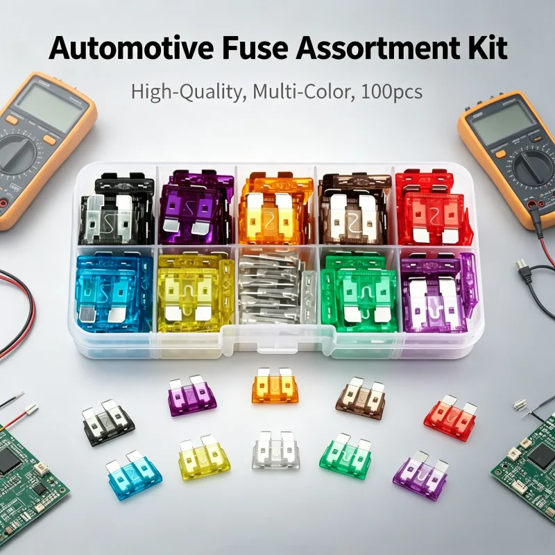 100PCS Car Blade Fuse 2A-35A 10 Kinds Assortment Kit Medium Size Automotive Fuse for Car Igniter Headlight Air Conditioner Repla