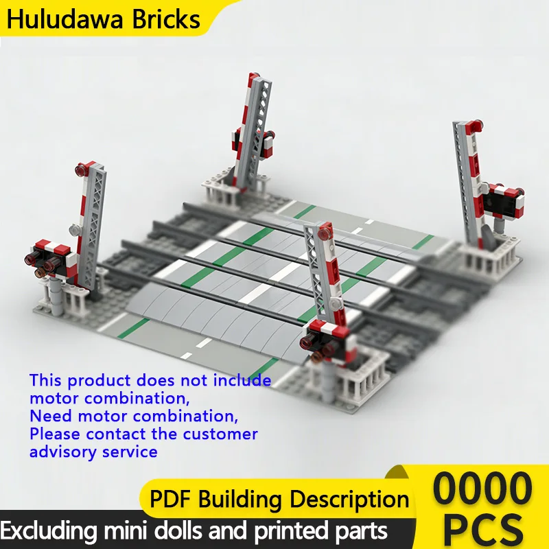 

City Car Model MOC Building UK Double Track Full Barrier Level Crossing Modular Technology Children Holiday Gifts Assemble Toys