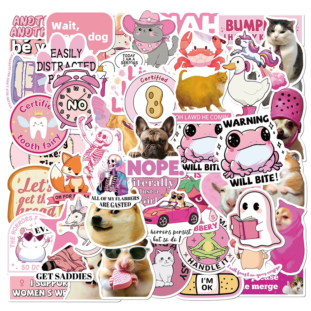 

10/30/50pcs Cute Pink Funny Animal MEME Cartoon Stickers for Stationery Phone Notebook Guitar DIY Aesthetic Graffiti Sticker Toy