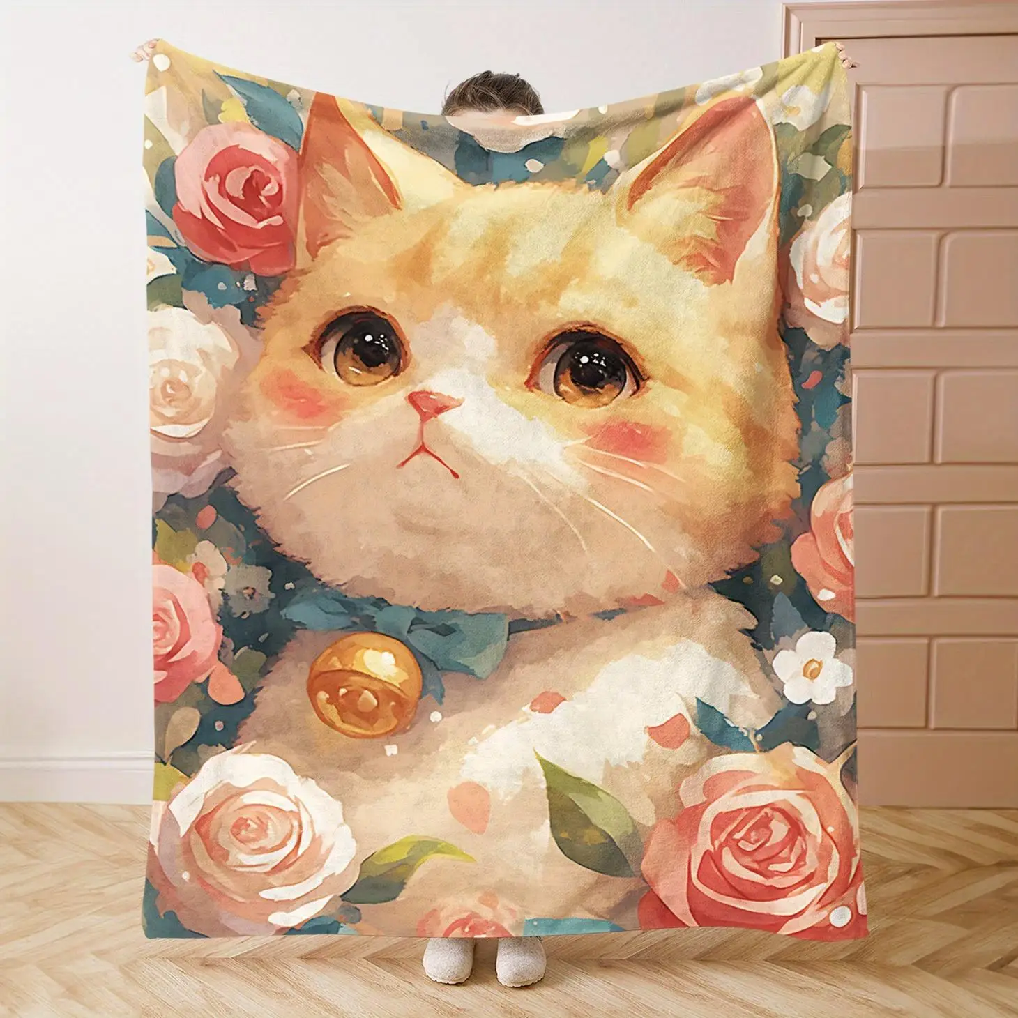 Cat and Hound Print Flannel Throw Blanket - A modern style decorative item suitable for beds, sofas, camping and traveling.