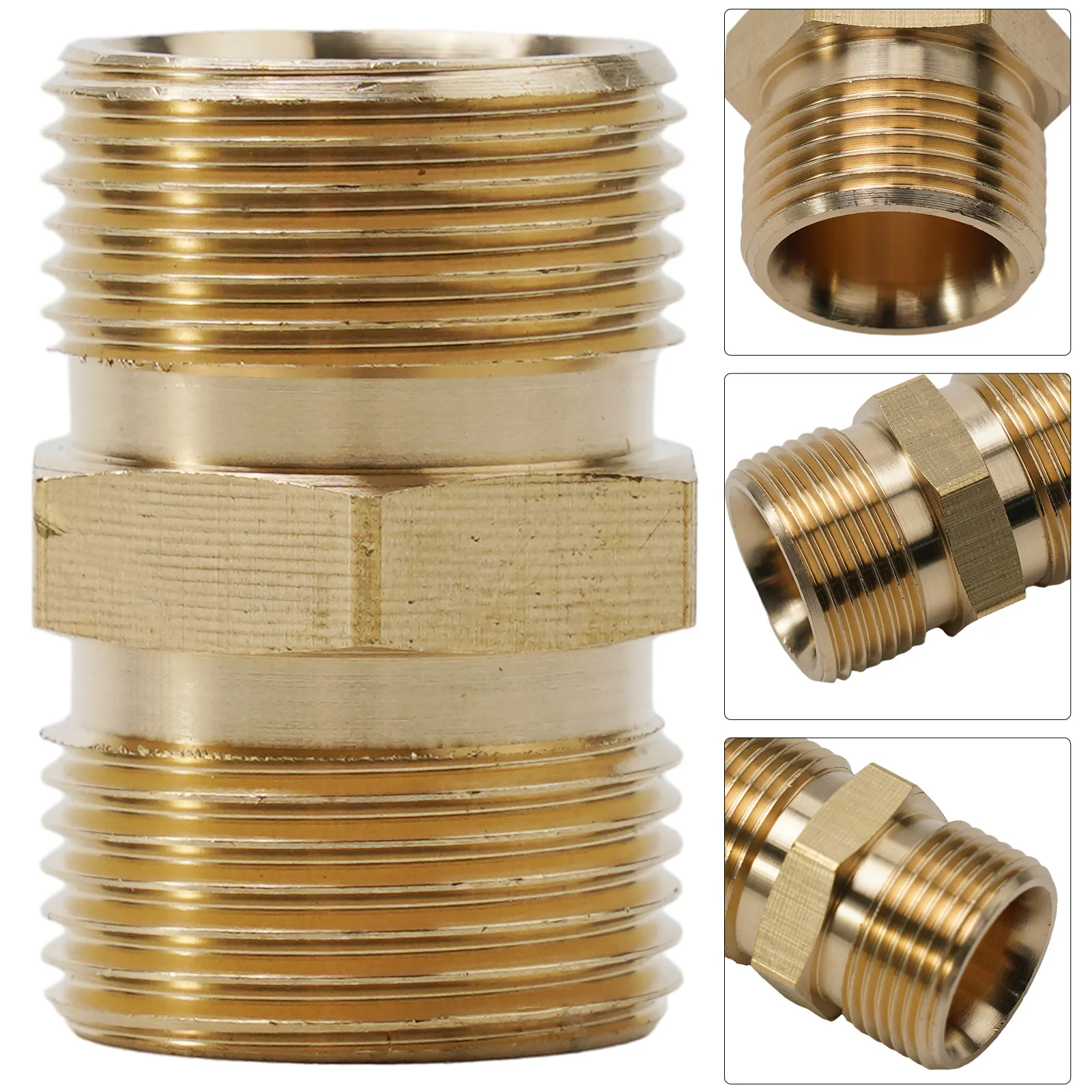 Conector adaptador macho AAAAAAM22/15mmOrM22/14mm a, salida de manguera de lavadora a presión de potencia de latón dorado, paso de 1,5mm, ajuste rápido