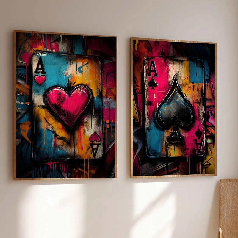 Street Graffiti  Ace of Hearts Spades Posters and Prints Canvas Printing Wall  Picture for Living Room Home Decor Cuadros