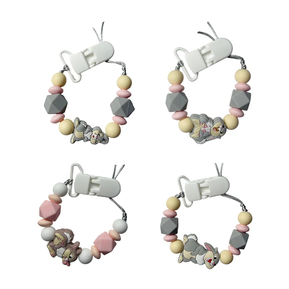 

1pc Miss bunny Thumper handmade Baby Pacifier Clip chain Dummy Nipple Holder Chain Newborn Gift Teether Toys