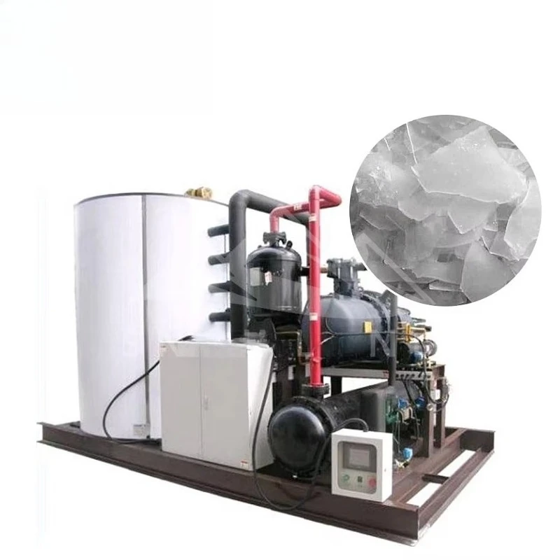 Commercial Flake Ice Machine 2.0t Capacity for Supermarket Food Cooling Seafood Vegetable Display Custom
