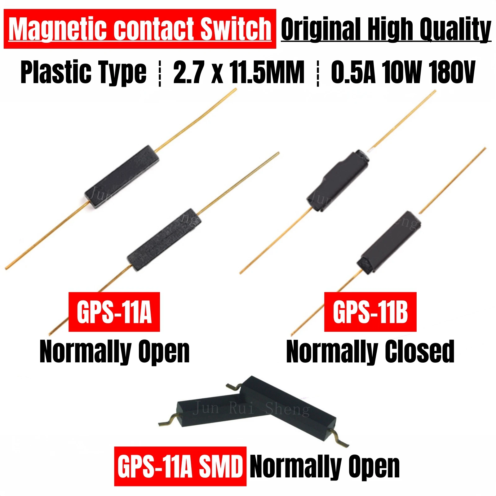 10PCS High Quality GPS-11B NC Normally Closed/Open NO 3*11MM GPS-11A SMD 0.5A 180V Reed Switch Magnetic Control Induction Sensor