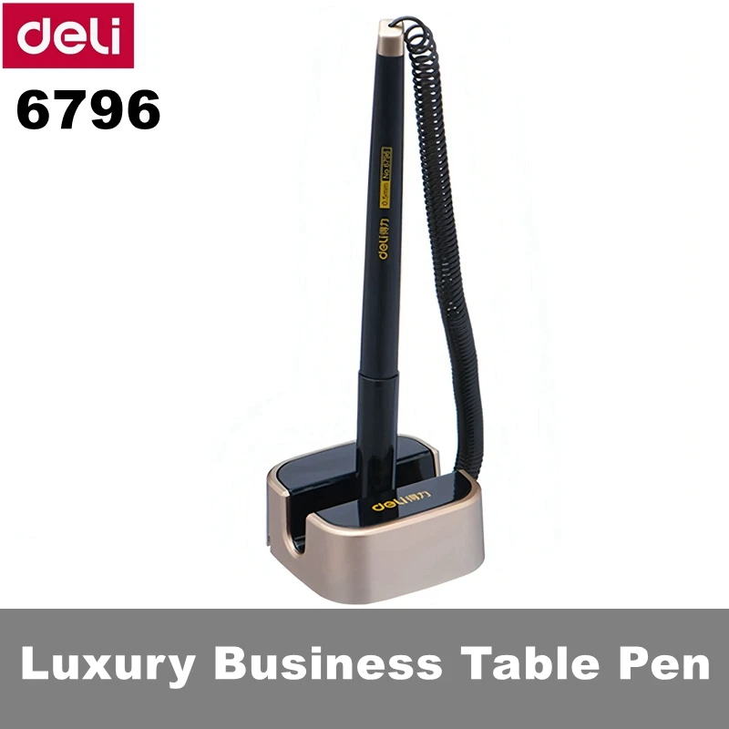 Deli 6796 Luxury Business Table Pen Desk Stationery Public Gel Pen Champagne Color for Office Counter 1/2/4PCS Set
