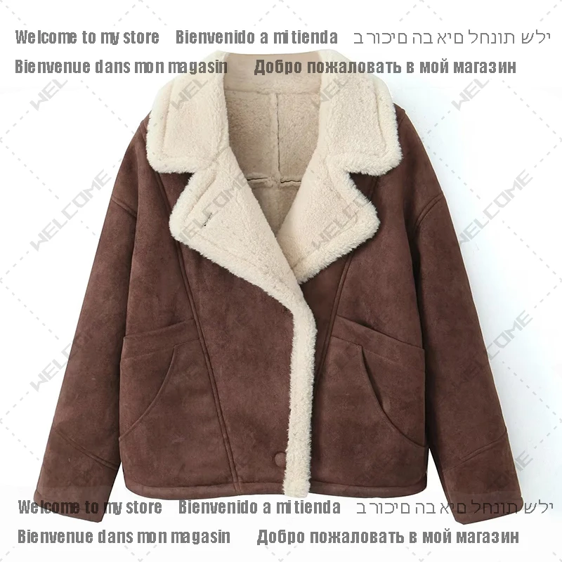 Mode übergroße lose Lamm jacke für Frauen 2024 Winter Langarm Knopf Fleece Mäntel weibliche Hip Hop Street flauschige Oberbekleidung