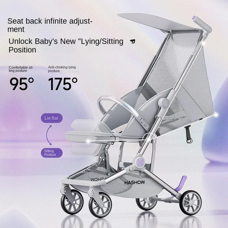 Lightweight Stroller Foldable Sitting and Reclining Pocket Stroller 0-6 years old Children's Outing Travel Stroller