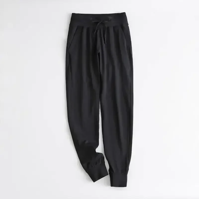 Pantalon de yoga taille haute pour femme, pantalon de sport décontracté, jogging d'entraînement, cordon élastique à quatre voies, vêtements de sport, citron