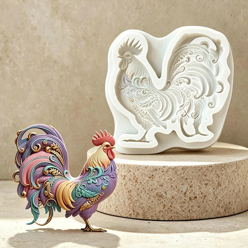 Rooster Silicone Mold for Sugarcraft Resin Cupcake Baking Fondant Cake Decorating Tools