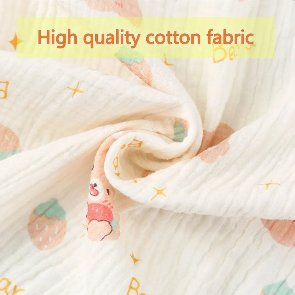 130*50CM Cute Flower Bear Printed Pure Cotton Double-layer Crepe Fabric For Sewing Kids Clothes Women Dress DIY Craft Home Cloth