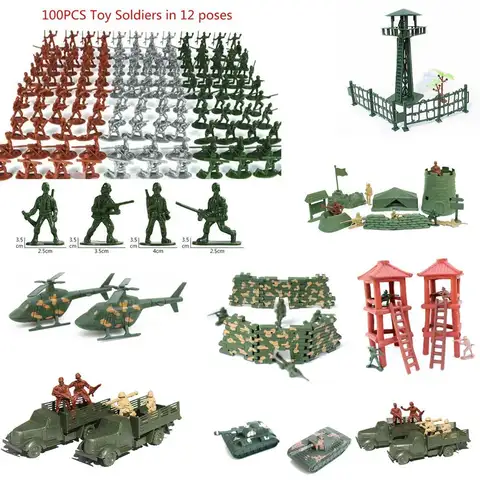 100Pcs/Set Plastic Toy Soldiers Men Figures 12 Poses Gift Toy Model Action Figure Toys For Children Boys