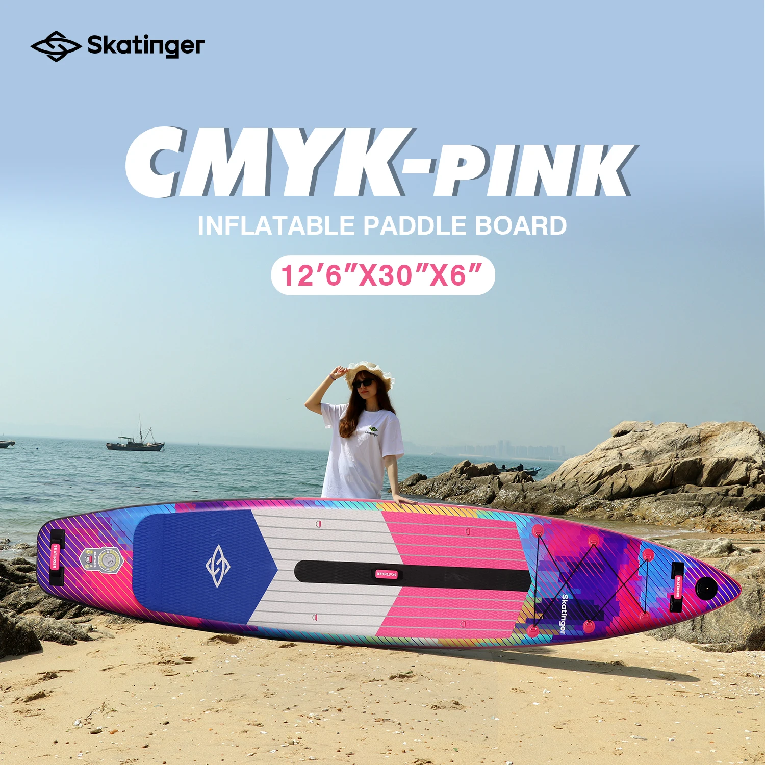 

Надувная SUP-доска SKATINGER 12'6"x30"x6" водонепроницаемая, для стоячего катания, с аксессуарами для рыбалки, для активного отдыха на воде