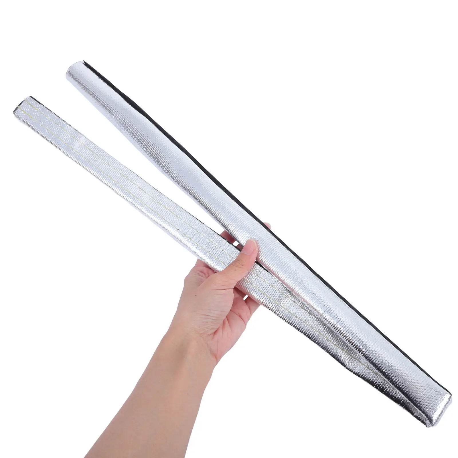 Heat Resistant Sleeve 15Mm Aluminum Foil Fiberglass Hook Loop Fireproof Cable Wrap High Temperature Insulation Metal Splash Heat