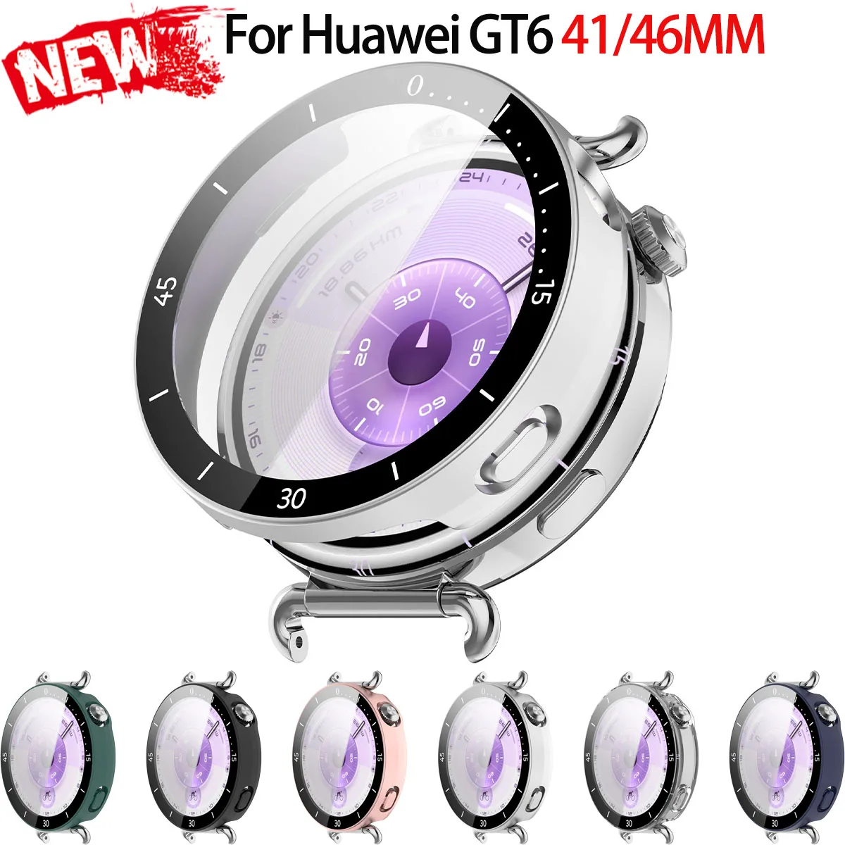 Fall + Gehärtetes Glas Für Huawei Uhr GT 6 41/46mm PC Abdeckung Mit Skala Harte Bumper Shell Für Huawei Band GT6 46/41mm Schutz