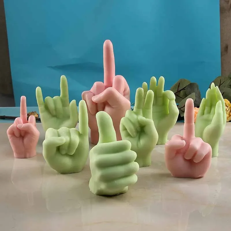 

Gesture Finger Finger Candle Silicone Mold DIY Creative Aromatherapy Plaster Cake Finger Mold Ornament Candle Making Supplies