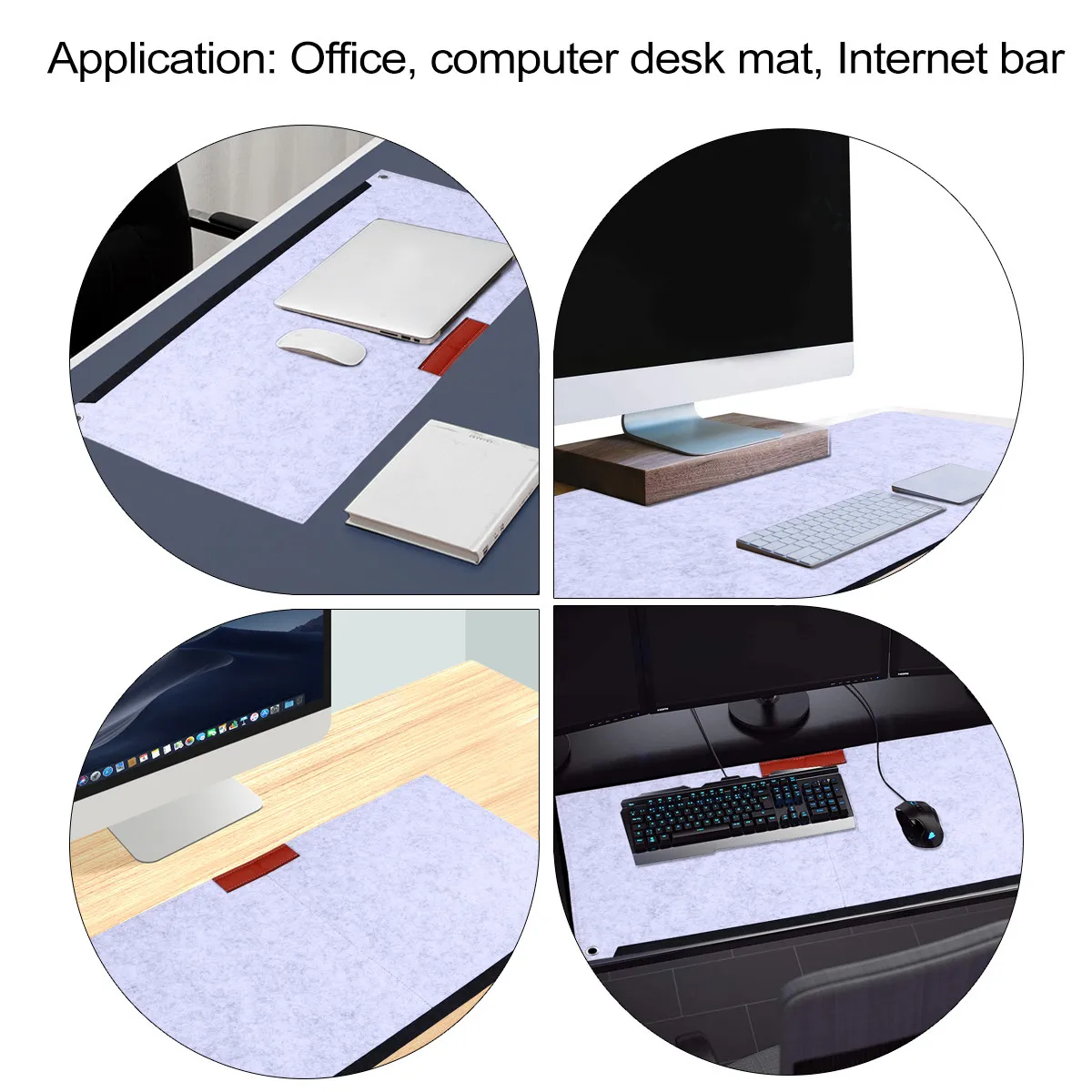 

1Pcs Oversized Felt Mouse Pad 90x40cm Anti-Skid Desktop Mat with Round Hole for Wall Mount Storage A4 Paper Notepad Space