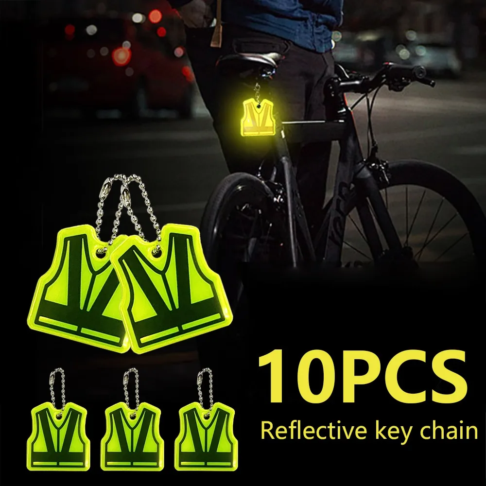 10 Pieces of Black Strip Vests with Reflective Accessories, Made of Double-sided PVC Material, for Backpack Attachments