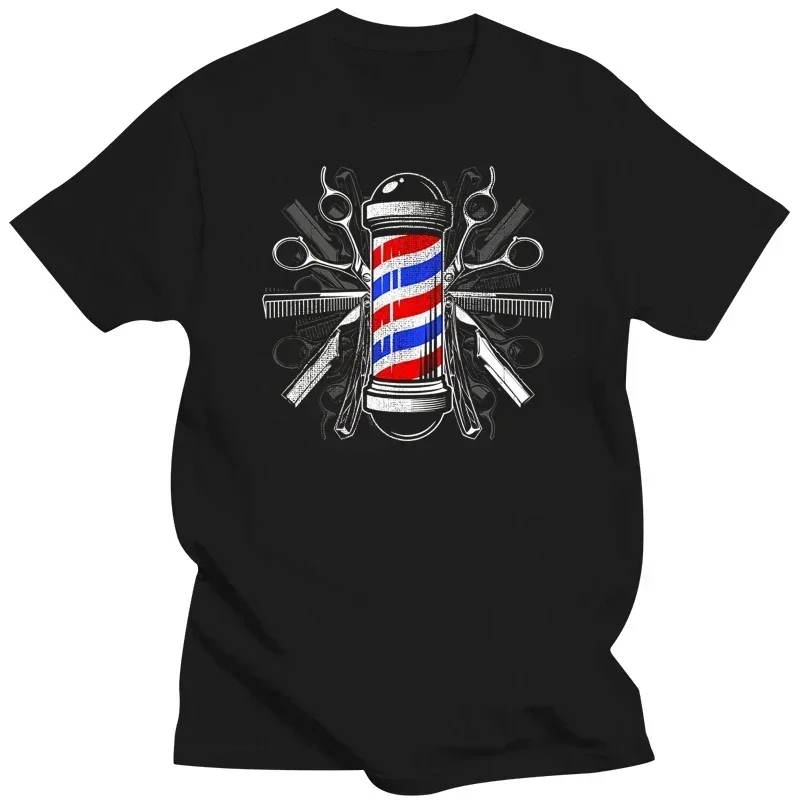 Male Barbers Pole Scissor Hair Clippers Comb T-Shirt 2024 New Summer Cool Tee Tee Cotton EU Size oversized t shirt men clothing