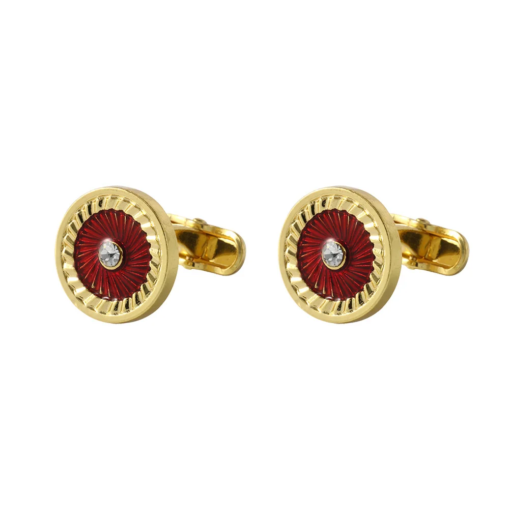 Men's Business Diamond Inlaid Enamel Cufflinks Diamond Studded Round Cufflinks Banquet Wedding Suit Exquisite Accessories
