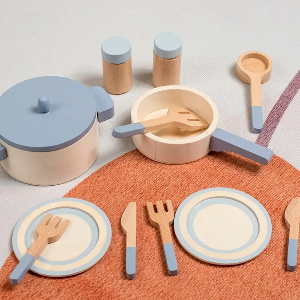 Mini giocattoli da cucina in legno Pentole Pentola Padella Cuoco Giochi di imitazione Casa educativa Giocattoli per bambini Simulazione Utensili da