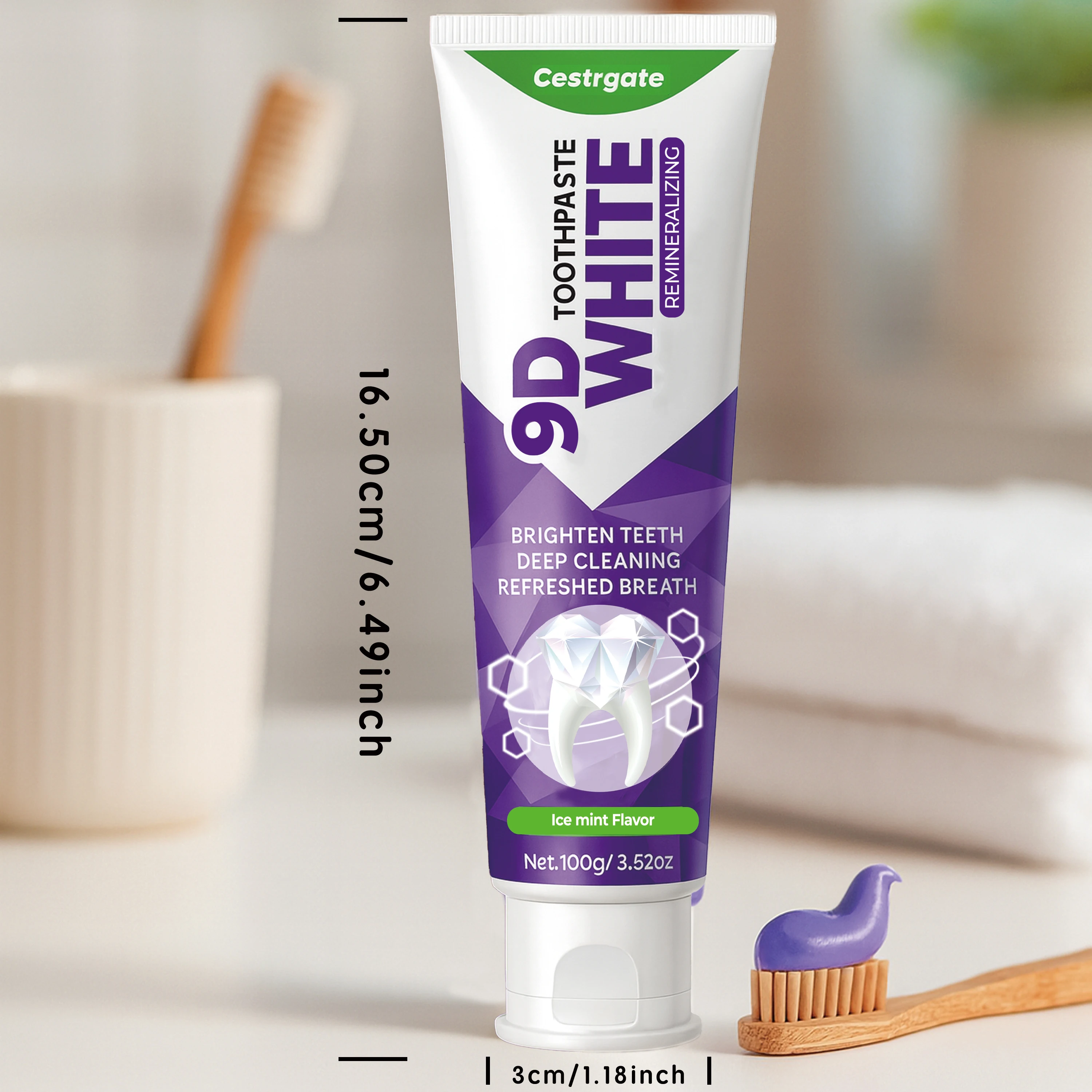 معجون أسنان هيدروكسياباتيت 9D أبيض 10% - جل أسنان احترافي مع تركيبة تذكير بنسبة 10% - رغوة التنظيف العميق، ريم البقع