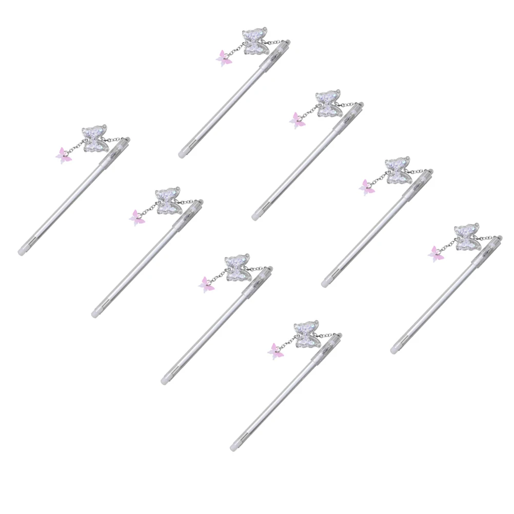 

8pcs Butterfly Pendant Sign Pens Office Girls Writing Ballpoint Decorative Gel Kawaii Roller Students Journaling Water
