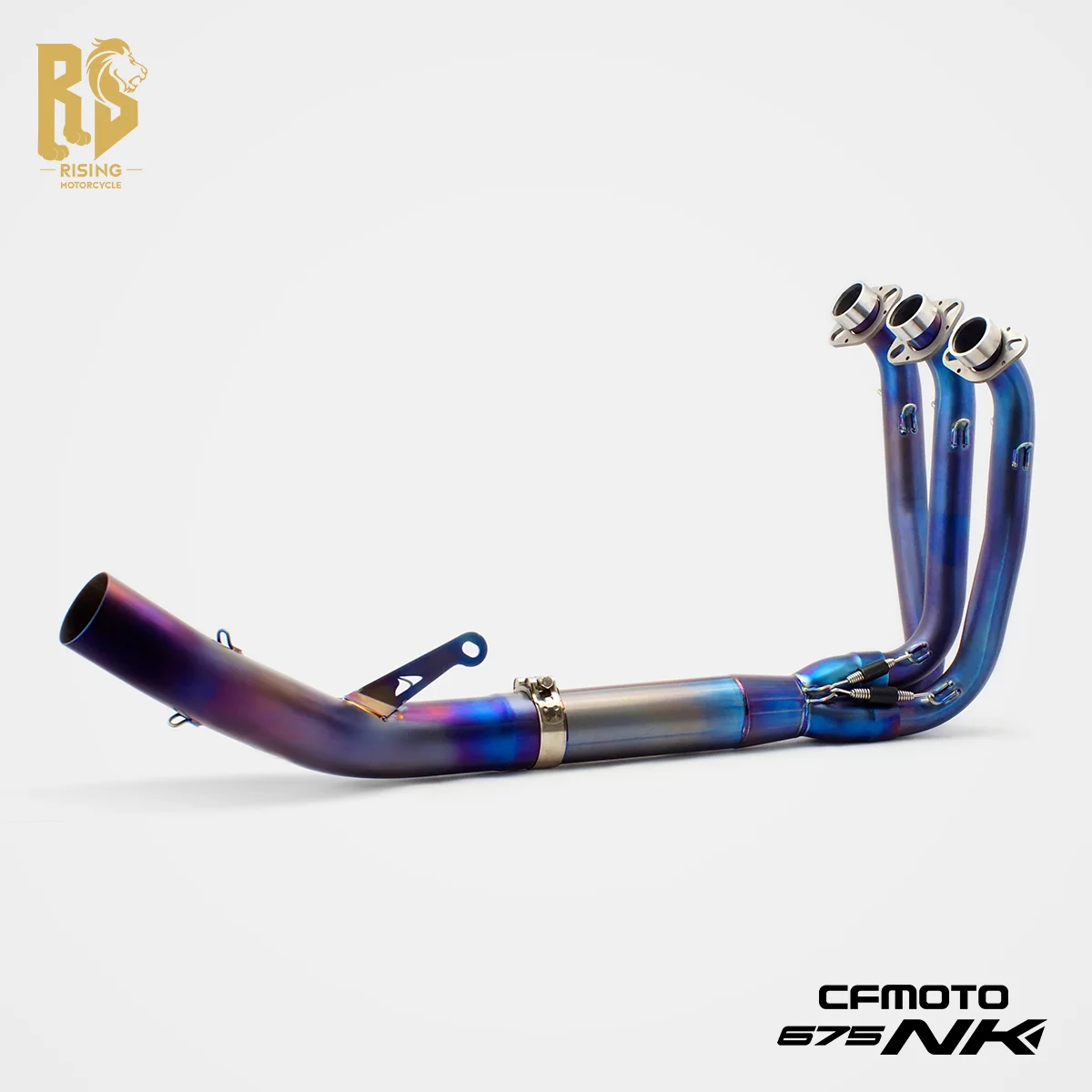 Titanium Exhaust System for CFMOTO 675SRR/NK Motorcycle 60mm Front Middle Pipes Slip-On Side Row High Performance Exhaust
