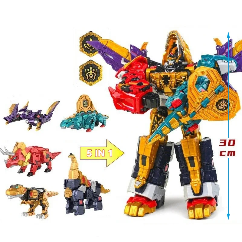 Nuevo Mini Force 8 guerrero dinoide Tiranosaurio Rex Battle King transformador combinado Mecha Robot figuras de acción juguetes de deformación