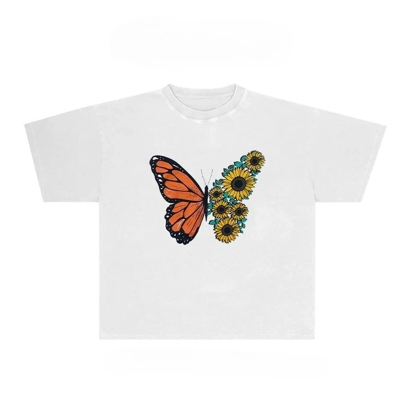 

Butterfly Graphic Unisex Cotton T-shirt Tee Casuai Short Sleeve Crewneck Top Fashion Streetwear Autumn Shirt Harajuku Kpop