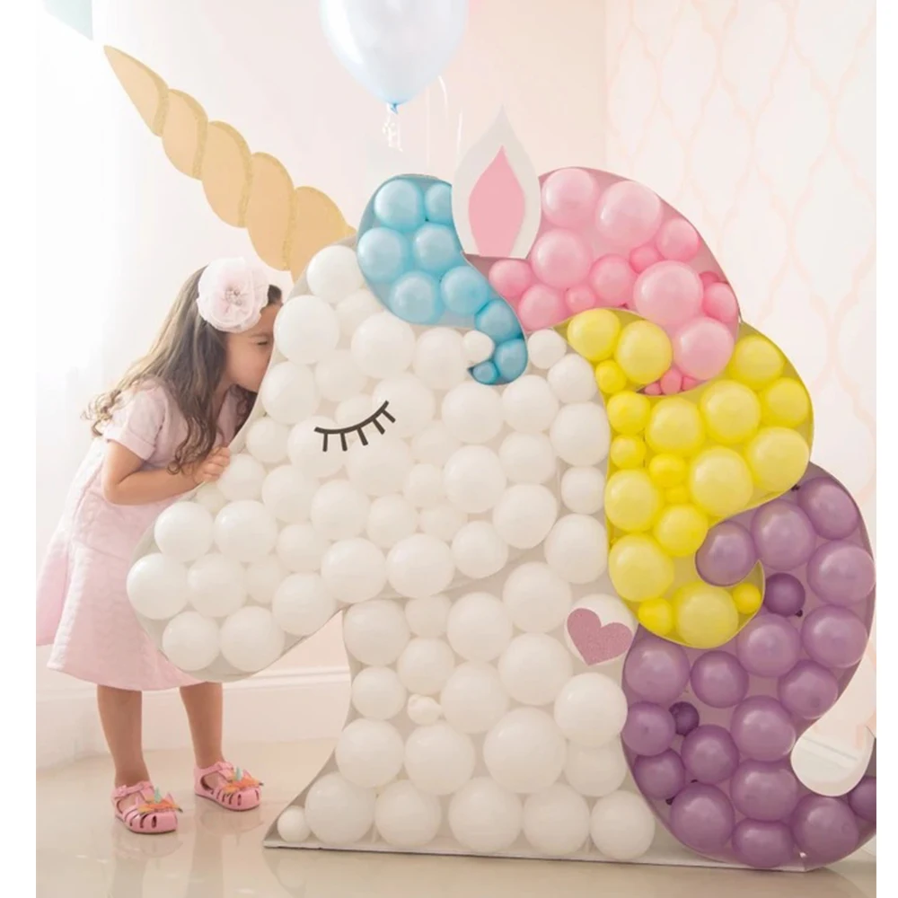 1Set DIY Unicorn Shape Balloon Filling Frame Box Unicorn Party Decorations Balloon Set Baby Shower Softy Macaron Balloon Garland