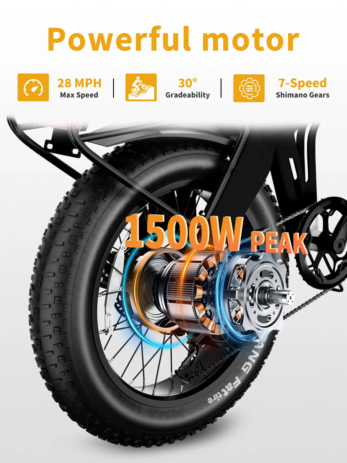 Luckep X1 Lite Bici elettrica pieghevole per adulti Motore di picco da 1500 W, 28 MPH60 miglia, 15AH 20 x 4.0 Ebike con pneumatici grassi con NFC/Antifurto