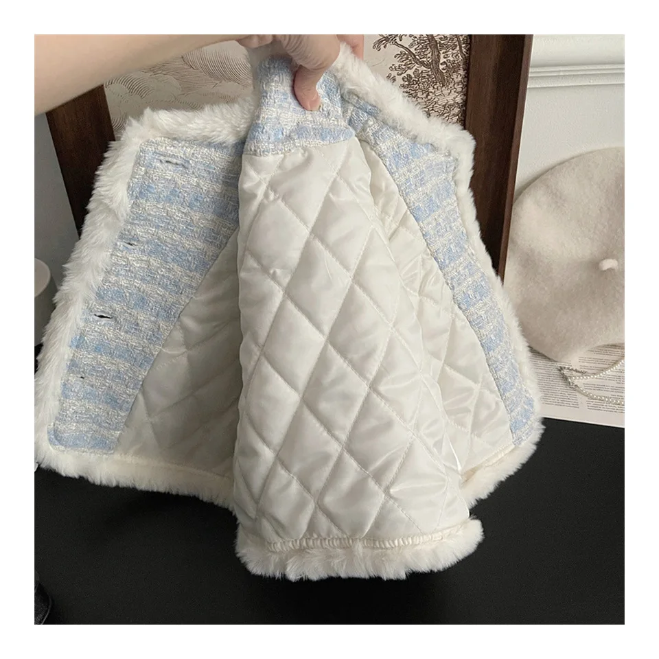 Kinderbekleidungssets Tweed-Duftanzug Fleece-Mantel + Plissierter Rock 2-teiliges Set Baby-Mädchenkleidung Kinderkleidung 2 bis 7 Jahre – Detail 10