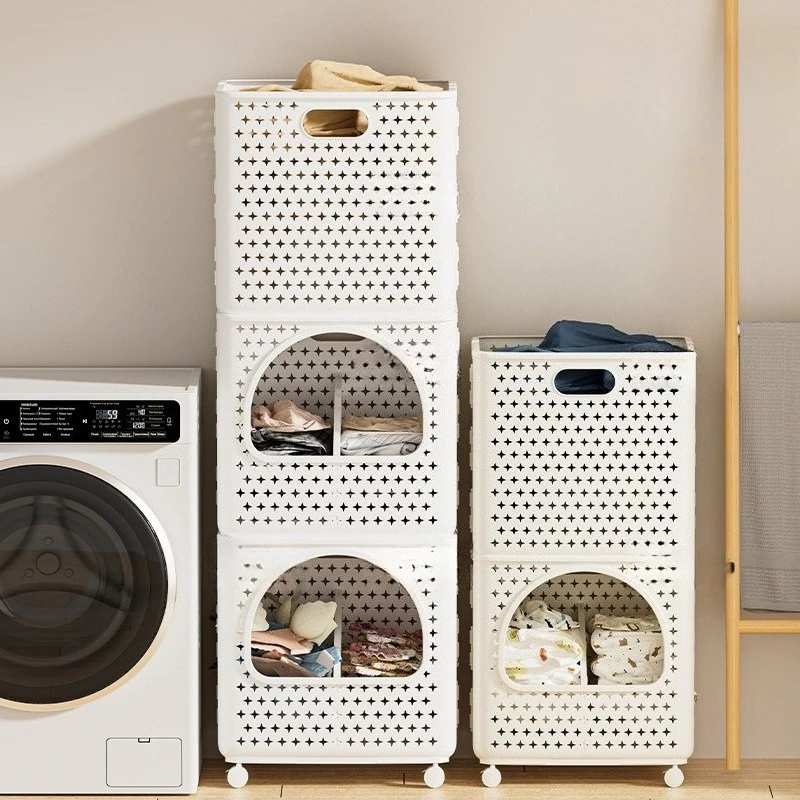سلة الملابس القذرة المنزلية القابلة للطي، سلة غسيل متعددة الطبقات قابلة للتكديس، سلة تخزين ذات سعة كبيرة #1