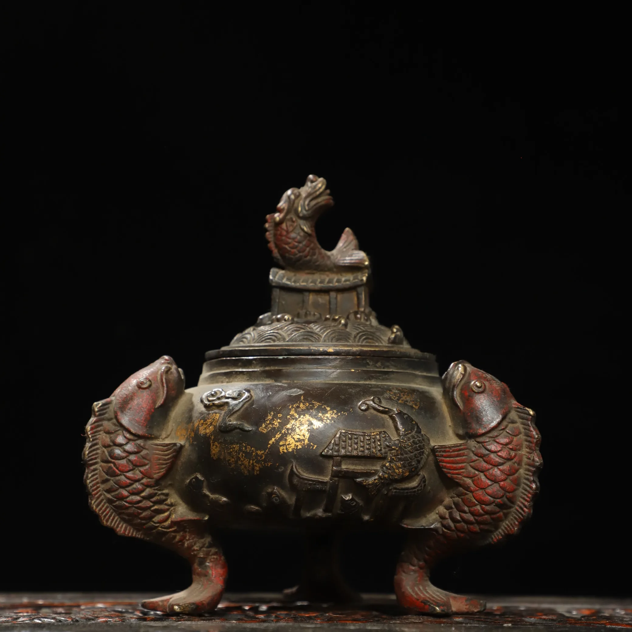 

Медная курильница с рыбой, прыгающая над воротами дракона, часто используемая в качестве декоративного предмета для дома или O, бесплатная доставка