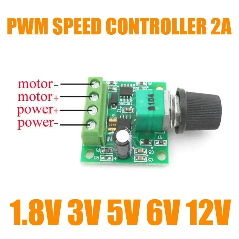 1pc DC Motor 1.8V 3V 5V 6V 12V PWM Adjustable Speed Controller Potentiometer Knob Switch Kit  Control Governor