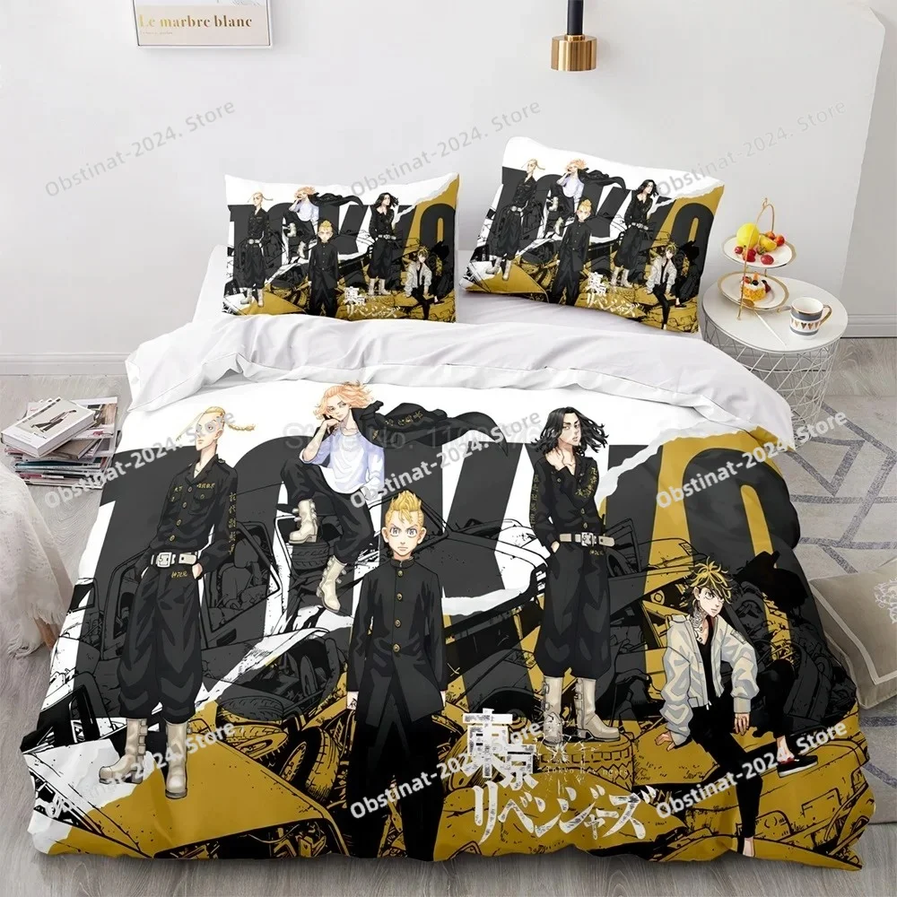 

Anime Tokyo Revengers Bedding Set Japan Manga Quilt Duvet Cover Pillowcase Adult Kids Gift Home Textiles Cartoon Bedroom Decor