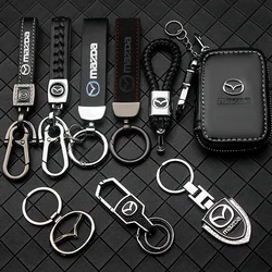 1pc Metal Alloy For Mazda Axela 2 3 MS CX30 CX3 CX5 Car Badge Keychain Luxury Keyring Pendant Gifts Leather Key Case Accessories