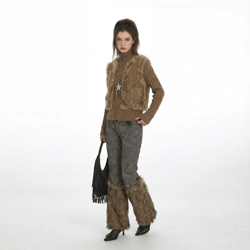 HeyHenry piel de cordero invierno ort Thiened suéter Jaet coreano Sle cálido Retro cuello alto abrigo de algodón peludo mujer Faion