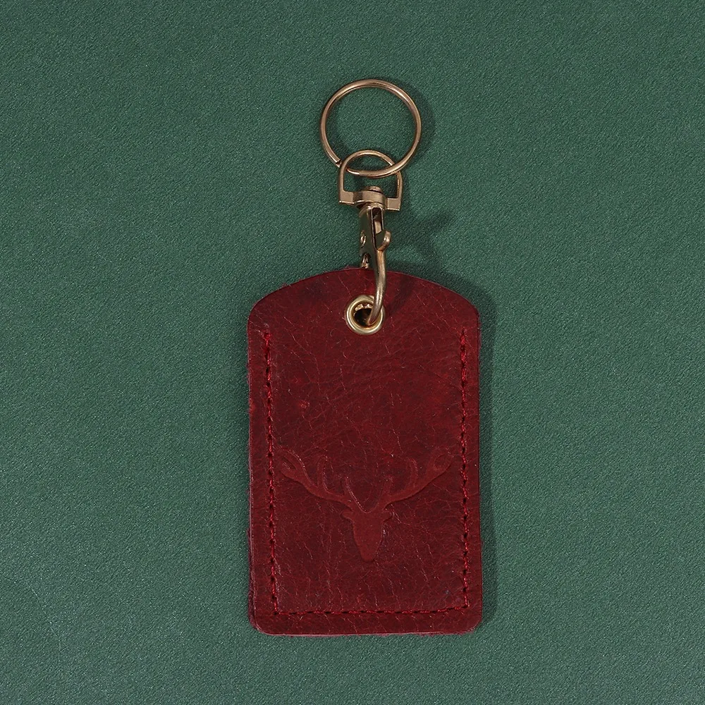 Leather Access Card Case Anti-lost Fingerprint-proof Card Holder Keychain Anti-fall Accessories Access Card Bag Universal