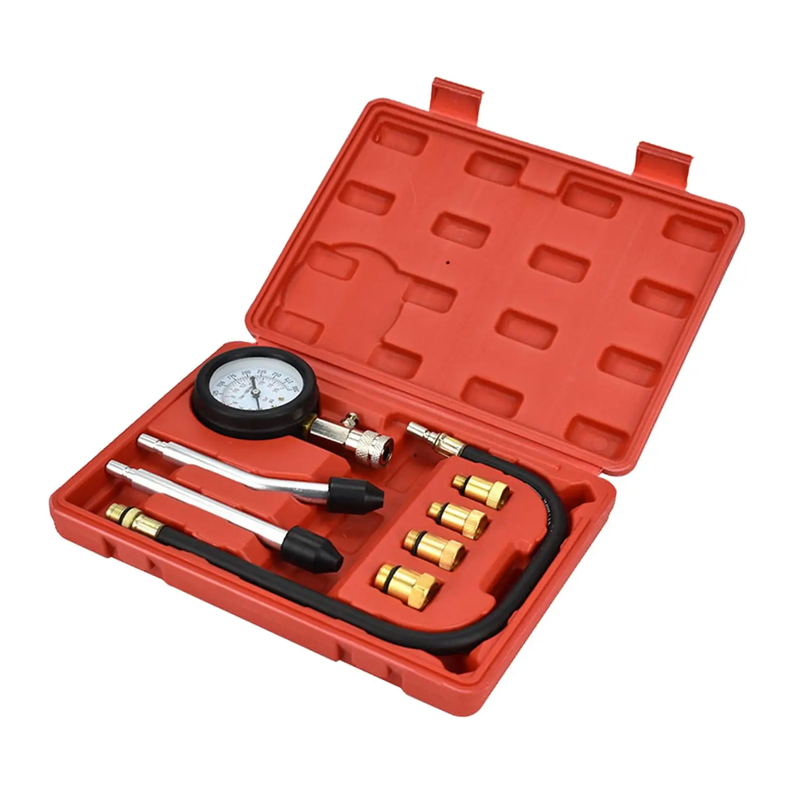 8Pcs Car Gas Engine Cylinder Compression Tester Gauge Kit Quick Connection