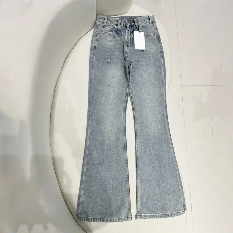 Tide Jeans 1:1Celi* 2024SS Retro Aged Denim Flare Pant Women's Pants Korean Fashion Woman's Fashion Brand Y2k Clothes